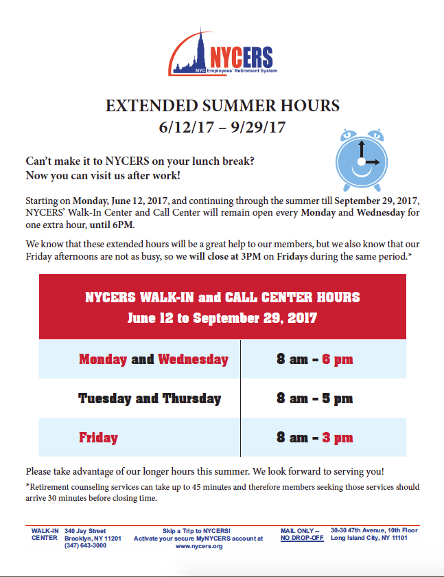 NYCERS_Summer2017_Hours