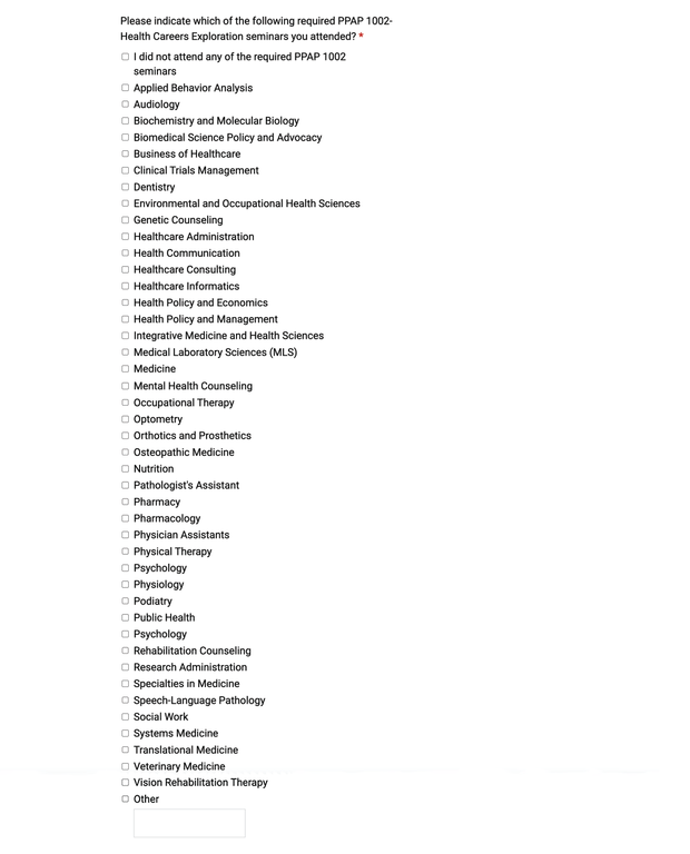 Pre-Health Checklist Section 3